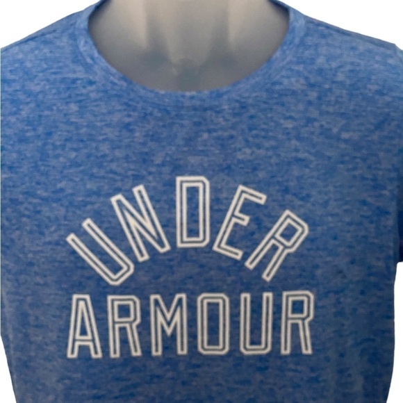UNDER ARMOUR Blue & White Logo Athletic Tee Shirt Women S Small - Picture 2 of 4